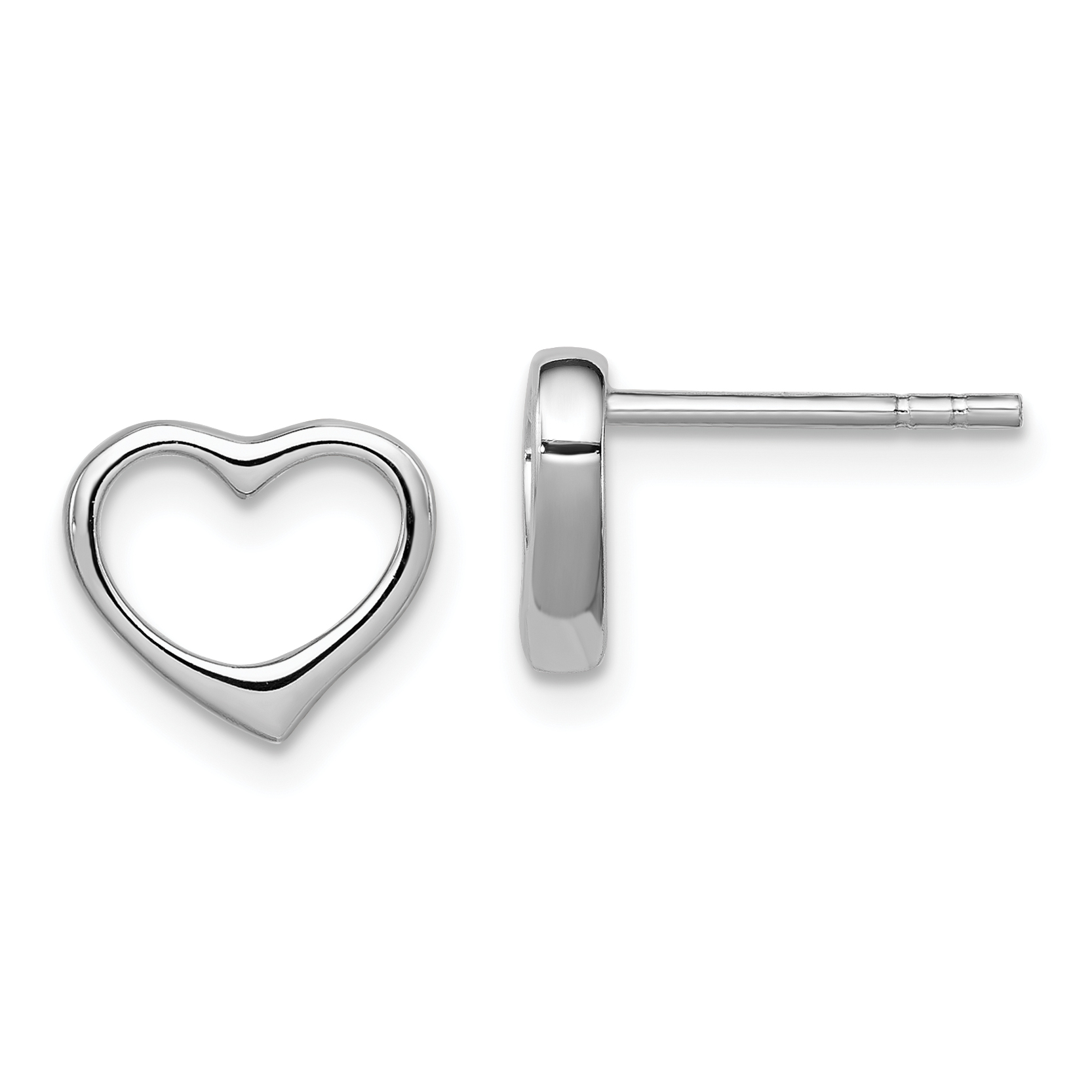 Sterling Silver Rhodium Plated Open Heart Post Earrings (QE8727)