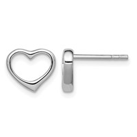 Sterling Silver Rhodium Plated Open Heart Post Earrings view 1