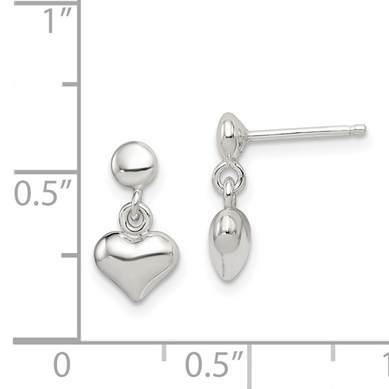 Sterling Silver Dangle Heart Post Earrings
