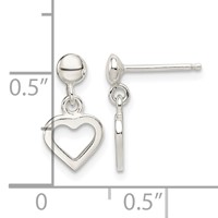 Sterling Silver Dangle Heart Post Earrings view 4