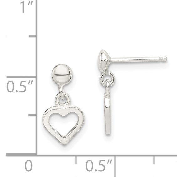 Sterling Silver Dangle Heart Post Earrings