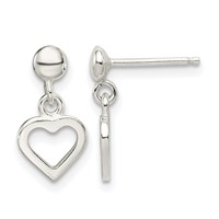 Sterling Silver Dangle Heart Post Earrings view 1