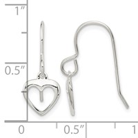 Sterling Silver Heart Dangle Shepherd Hook Earrings view 4