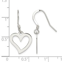 Sterling Silver Polished Heart Dangle Earrings view 4