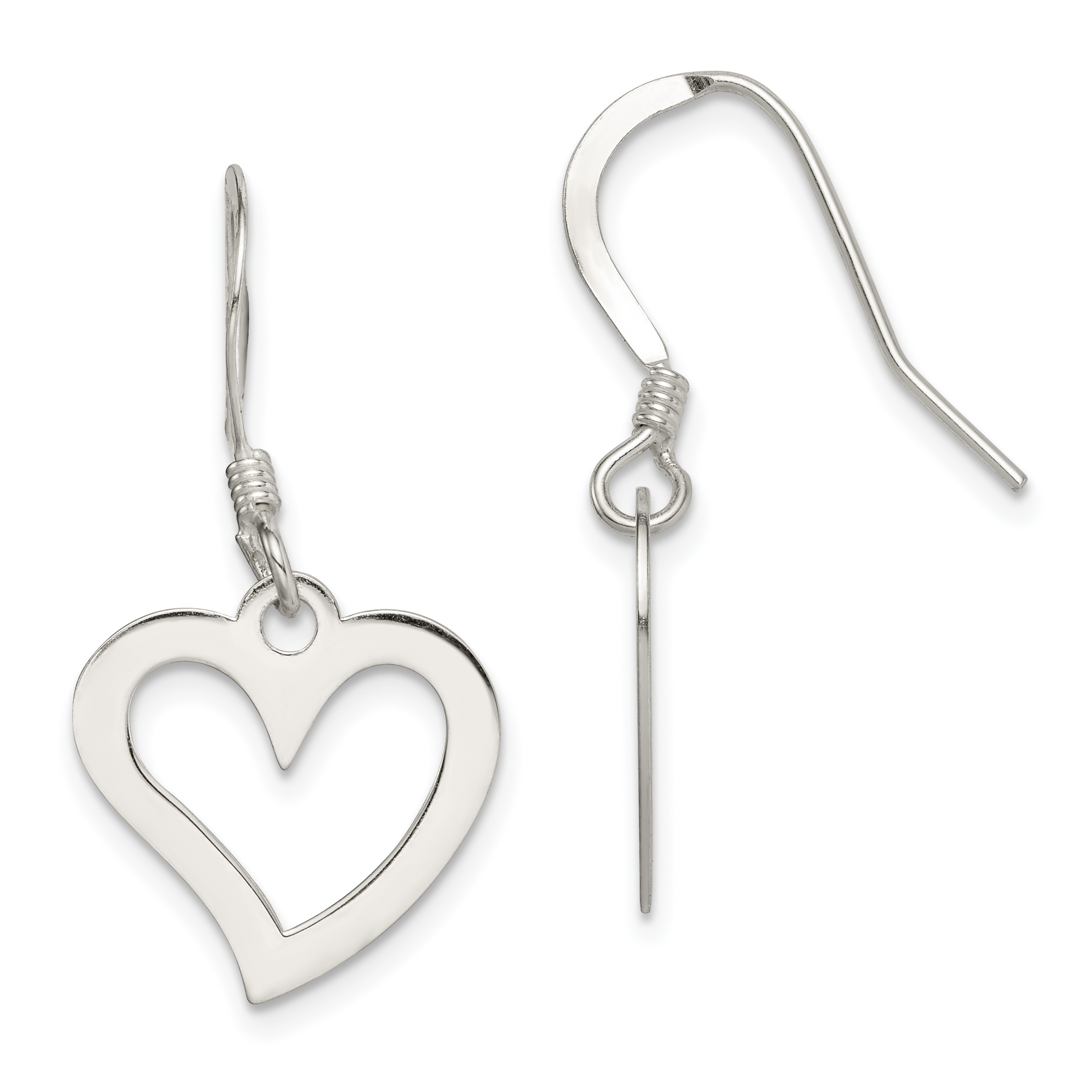 Sterling Silver Polished Heart Dangle Earrings Weight 1 58 Grams Quick View
