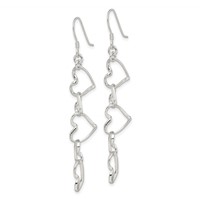 Sterling Silver Heart Dangle Shepherd Hook Earrings view 2