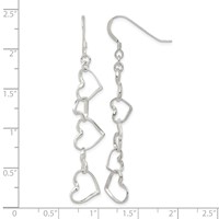 Sterling Silver Heart Dangle Shepherd Hook Earrings view 4