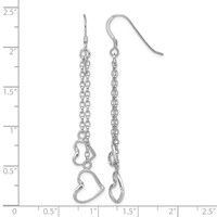 Sterling Silver Rhodium-plated Heart Dangle Shepherd Hook Earrings view 4