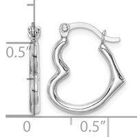 Sterling Silver Rhodium Plated Hollow Heart Hoop Earrings view 4