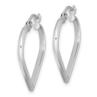 Sterling Silver Rhodium Plated Heart Hoop Earrings view 2