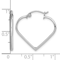 Sterling Silver Rhodium Plated Heart Hoop Earrings view 4