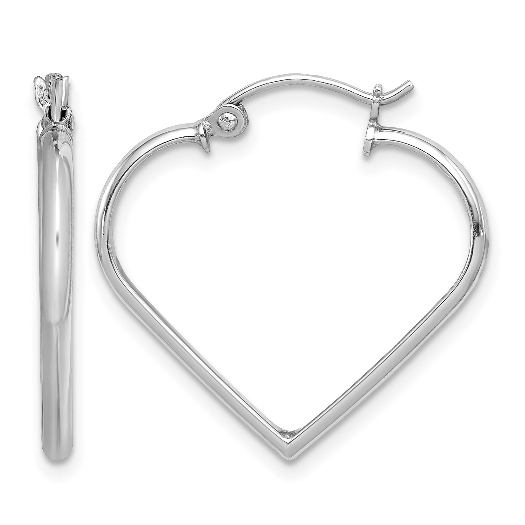 Sterling Silver Rhodium Plated Heart Hoop Earrings (QE8762)