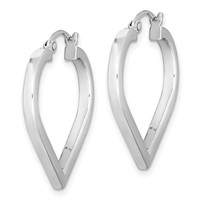 Sterling Silver Rhodium Plated Heart Hoop Earrings view 2