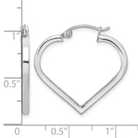 Sterling Silver Rhodium Plated Heart Hoop Earrings view 4