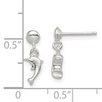 Sterling Silver Polished Dolphin Post Dangle Earrings view 4