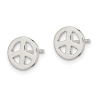 Sterling Silver Peace Sign Post Earrings view 2