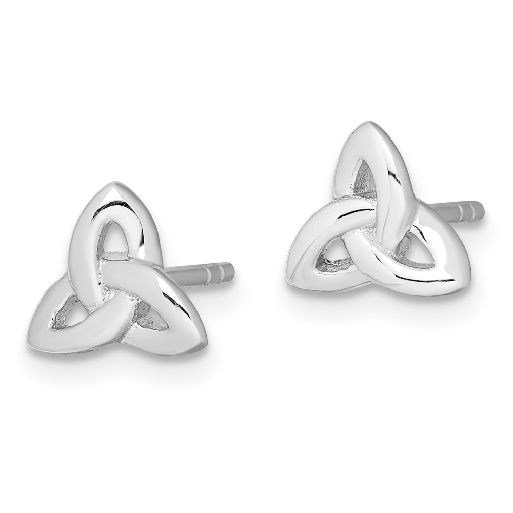 Sterling Silver Rhodium-plated Trinity Symbol Post Earrings (QE8787)