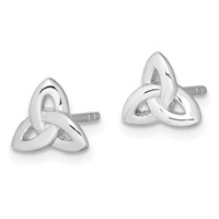 Sterling Silver Rhodium-plated Trinity Symbol Post Earrings view 2