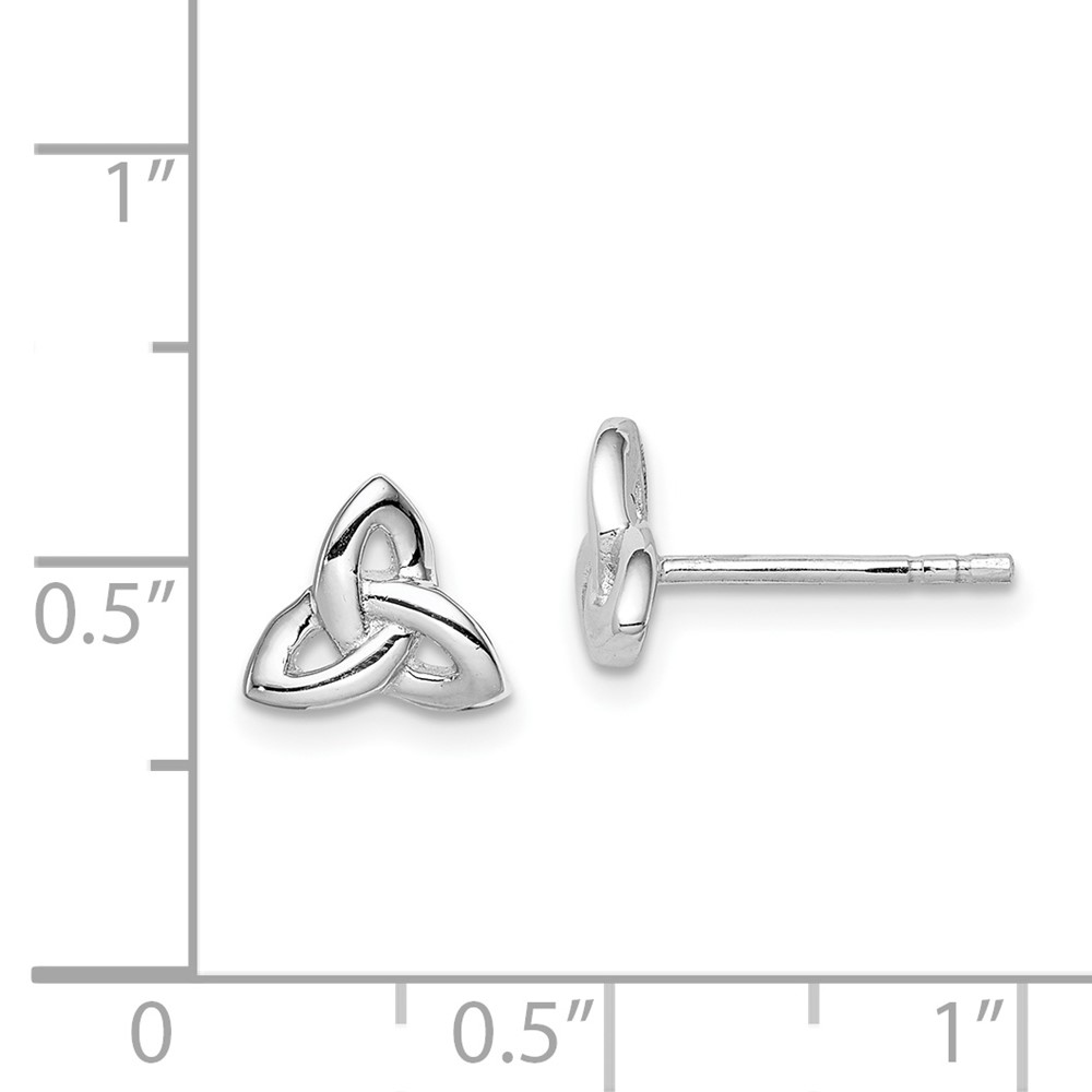 Sterling Silver Rhodium-plated Trinity Symbol Post Earrings (QE8787)