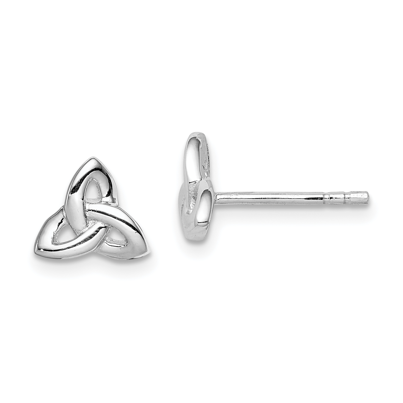 Sterling Silver Rhodium-plated Trinity Symbol Post Earrings (QE8787)