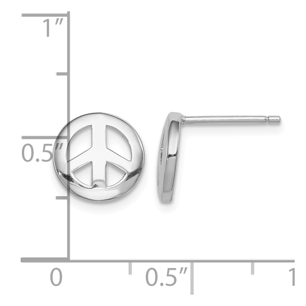 Sterling Silver Rhodium-plated Polished Peace Sign Post Earrings (QE8788)