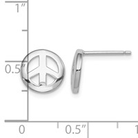 Sterling Silver Rhodium-plated Polished Peace Sign Post Earrings view 4