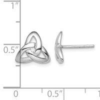 Sterling Silver Rhodium-plated Clear CZ Trinity Symbol Post Earrings view 4