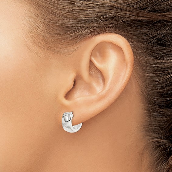 Sterling Silver Rhodium-plated Hinged Hoop Earrings