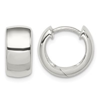 Sterling Silver Rhodium-plated Hinged Hoop Earrings view 1