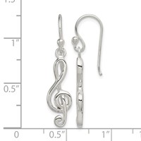 Sterling Silver Music Treble Clef Shepherd Hook Earrings view 4