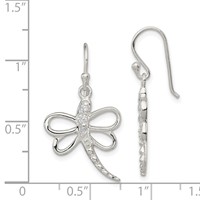 Sterling Silver CZ Dragonfly Shepherd Hook Earrings view 4