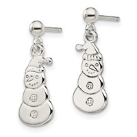 Sterling Silver Polished Snowmen Post Dangle Earrings view 2