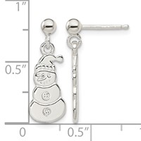 Sterling Silver Polished Snowmen Post Dangle Earrings view 4
