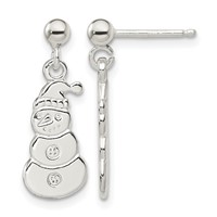 Sterling Silver Polished Snowmen Post Dangle Earrings view 1