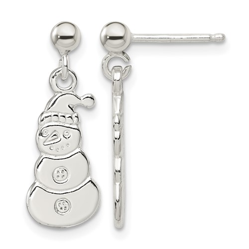 Sterling Silver Polished Snowmen Post Dangle Earrings