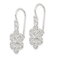 Sterling Silver Stellux Crystal Snowflake Shepherd Hook Earrings view 2