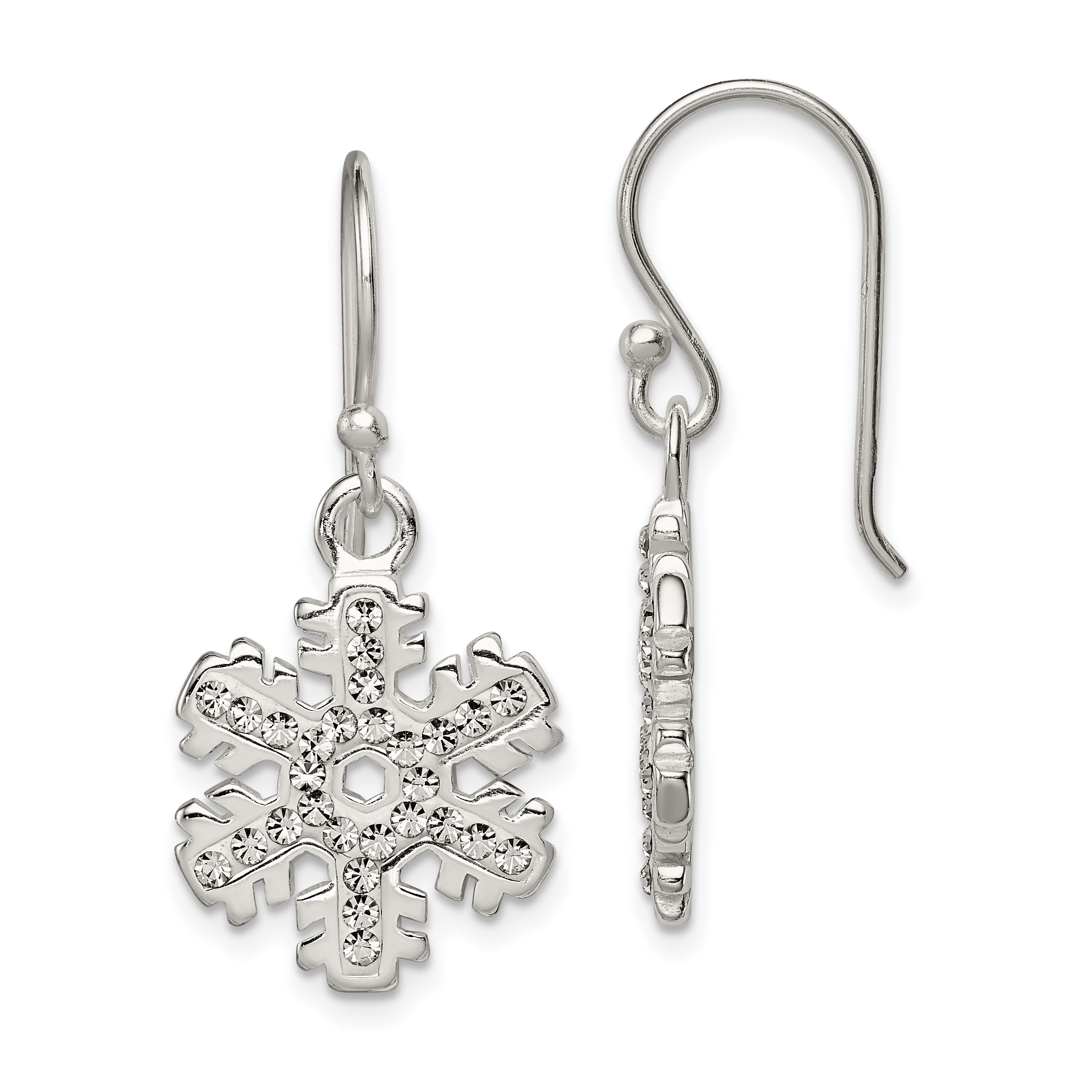 Sterling Silver Stellux Crystal Snowflake Shepherd Hook Earrings (QE8811)