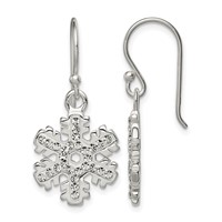 Sterling Silver Stellux Crystal Snowflake Shepherd Hook Earrings view 1