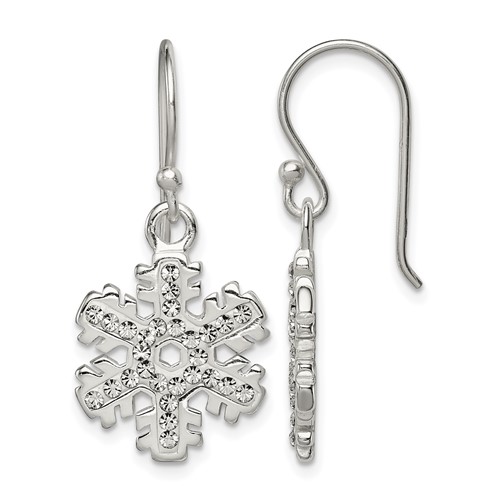 Sterling Silver Stellux Crystal Snowflake Shepherd Hook Earrings