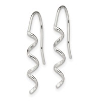 Sterling Silver Polished & Textured Spiral Dangle Earrings view 2