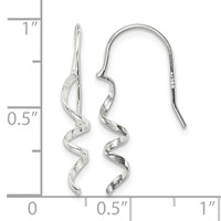 Sterling Silver Polished & Textured Spiral Dangle Earrings view 4
