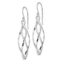 Sterling Silver Rhodium-plated Polished Long Twisted Dangle Earrings view 2