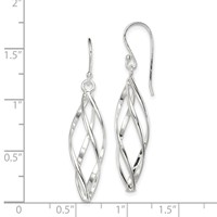 Sterling Silver Rhodium-plated Polished Long Twisted Dangle Earrings view 4