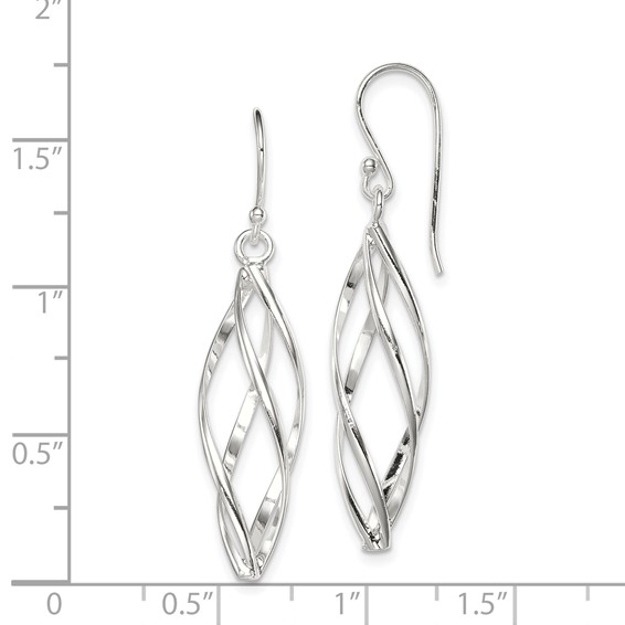 Sterling Silver Rhodium-plated Polished Long Twisted Dangle Earrings