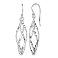 Sterling Silver Rhodium-plated Polished Long Twisted Dangle Earrings view 1