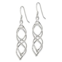 Sterling Silver Polished & Twisted Intertwined Dangle Earrings view 2