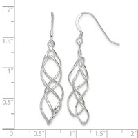 Sterling Silver Polished & Twisted Intertwined Dangle Earrings view 4