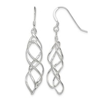 Sterling Silver Polished & Twisted Intertwined Dangle Earrings view 1