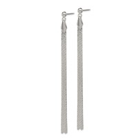 Sterling Silver Polished Fancy Long Linear Post Dangle Earrings view 2
