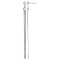Sterling Silver Polished Fancy Long Linear Post Dangle Earrings view 1